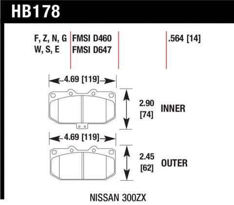 Hawk 06-07 WRX / 89-96 Nissan 300ZX / 89-93 Skyline GT-R Blue 9012 Front Race Pads