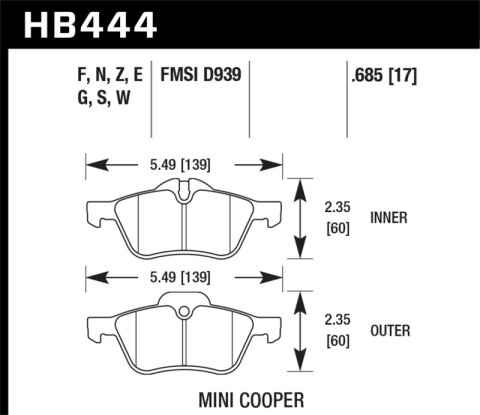 Hawk 02-06 Mini Cooper / Cooper S HP+ Street Front Brake Pads thumbnail 7