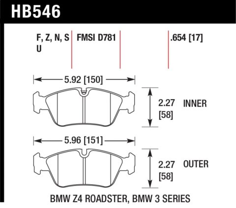 Hawk 08 BMW Z4 3.0L HPS 5.0 Front Brake Pads thumbnail 1