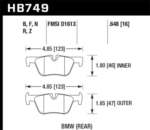 Hawk 13-14 BMW 328i/328i xDrive / 2014 428i/428i xDrive HP Plus Rear Brake Pads thumbnail 2