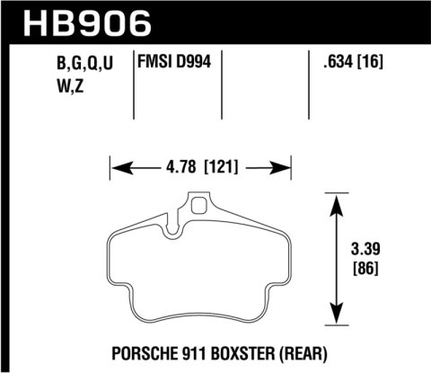 Hawk 02-10 Porsche 911 HPS 5.0 Rear Brake Pads thumbnail 3