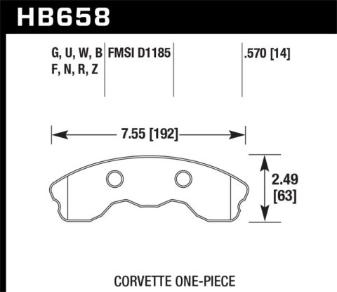 Hawk 06-10 Chevy Corvette (Improved Pad Design) Front HP+ Street Brake Pads thumbnail 3
