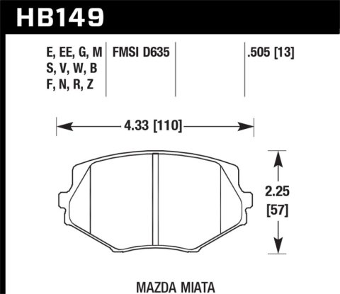 Hawk 94-97 Mazda Miata / 99-03 Miata DTC-30 Race Front Brake Pads thumbnail 6