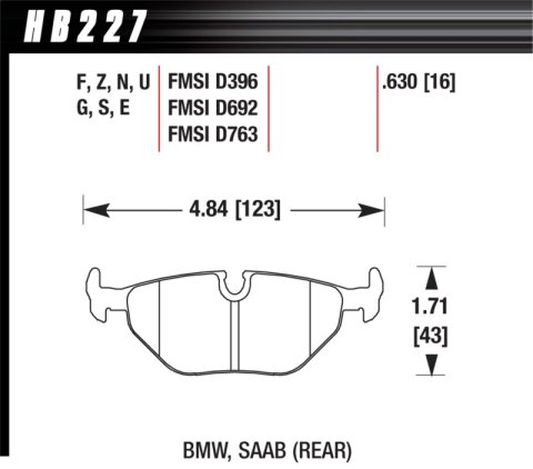 Hawk 92-95 BMW 325iS DTC-60 Race Rear Brake Pads thumbnail 6