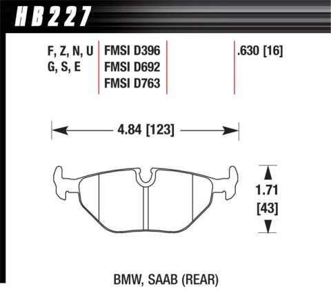 Hawk 92-95 BMW 325iS DTC-60 Race Rear Brake Pads thumbnail 8