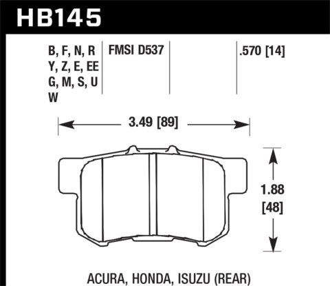 Hawk Acura / Honda / Suzuki DTC-30 Race Rear Brake Pads thumbnail 5