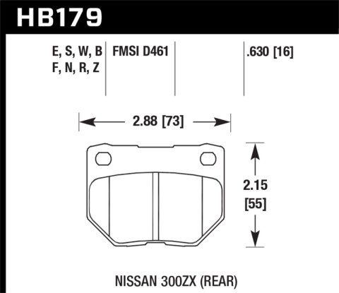 Hawk 89-93 Nissan 300ZX / 89-95 Skyline / 06-07 Subaru Impreza WRX Race HT-10 Rear Brake Pads thumbnail 6