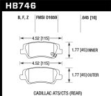 Hawk Cadillac 13-16 ATS / 14-15 CTS Performance Ceramic Rear Brake Pads thumbnail 3