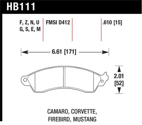 Hawk 94-04 Mustang Cobra / 88-96 Corvette / 88-92 Camaro w/HD Brakes Front Blue 9012 Race Brake Pads