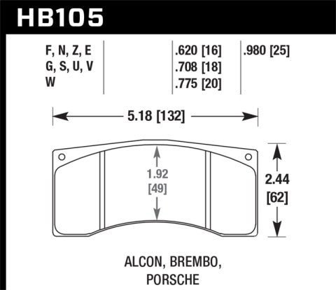 Hawk Alcon B/MB4/ Brembo XA2.E5.01/04 / XA5.90.01/04 / XA6.H7.11/14 DTC-70 Race Brake Pads thumbnail 6