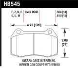 Hawk 03-04 Infinit G35 / 04-09 Nissan 350z w/ Brembo DTC-60 Race Front Brake Pads thumbnail 1