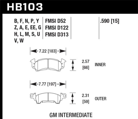 Hawk 76-77 Chevrolet Camaro LT / 72 Camaro Z28 / 69-81 Camaro Black Race Front Brake Pads thumbnail 5