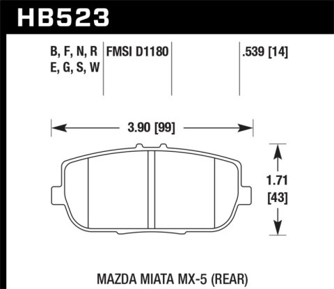 Hawk 06-11 Mazda Miata MX-5 Rear DTC-60 Race Brake Pads thumbnail 9