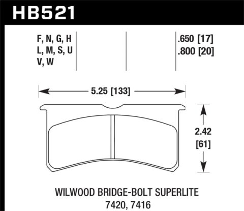 Hawk Wilwood Superlite 4/6 Forged Thin Race DTC-70 Brake Pads thumbnail 6