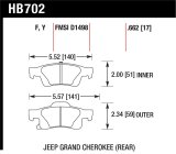 Hawk 11-12 Dodge Durango / 11-12 Jeep Grand Cherokee HPS Rear Street Brake Pads thumbnail 1