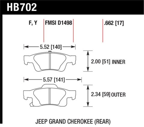 Hawk 11-12 Dodge Durango / 11-12 Jeep Grand Cherokee Perf Ceramic Rear Street Brake Pads