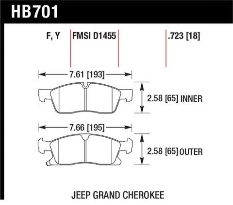 Hawk 11-12 Dodge Durango / 11-12 Jeep Grand Cherokee Perf Ceramic Front Street Brake Pads thumbnail 1