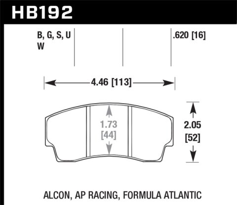 Hawk AP Racing CP4567 / CP5040-10/11/12/13S4 / CP5100 / CP5108 / CP6760 DTC-70 Race Brake Pads thumbnail 6