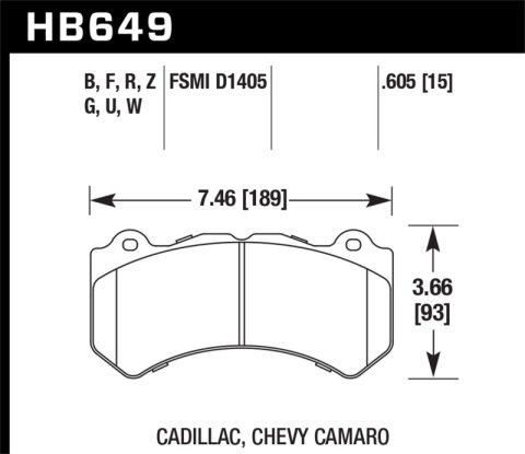 Hawk 08-12 Cadillac CTS-V / 12 Jeep Grand Cherokee (WK2) SRT8 DTC-70 Front Race Brake Pads thumbnail 6