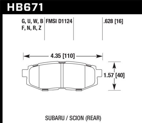Hawk 13 Scion FR-S / 13 Subaru BRZ/10-12 Legacy 2.5 GT/3.6R HP Plus Street Rear Brake Pads thumbnail 5