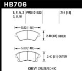 Hawk 11-12 Chevy Cruze Eco/LS/1LT/2LT/LTZ / 12 Sonic LS/LT/LTZ DTC-60 Front Race Brake Pads thumbnail 6