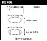 Hawk 11-12 Chevy Cruze Eco/LS/1LT/2LT/LTZ / 12 Sonic LS/LT/LTZ HP Plus Front Street Brake Pads thumbnail 1