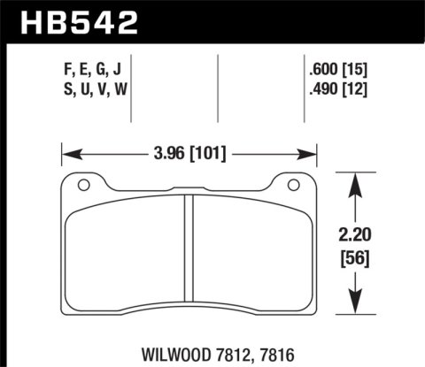 Hawk Wilwood Dynapro Narrow Mount/NDL/Radial Mount Billet DTC-60 Race Brake Pads thumbnail 9