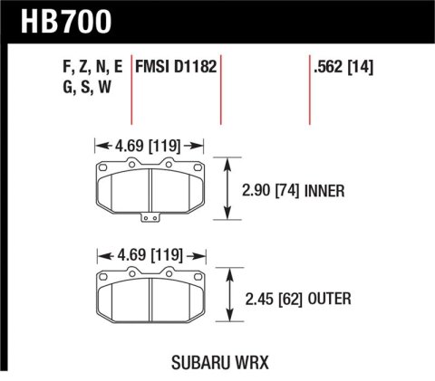 Hawk 06-07 Subaru Impreza WRX HP Plus Front Street Brake Pads thumbnail 1