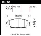 Hawk 02-06 Acura RSX Type S / 06-11 Honda Civic Si Coupe / 00-09 S2000 DTC-30 Race Front Brake Pads thumbnail 1