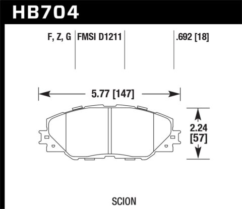 Hawk 09-10 Pontiac Vibe 2.4L / 11-12 Scion tC HPS Front Street Brake Pads thumbnail 5