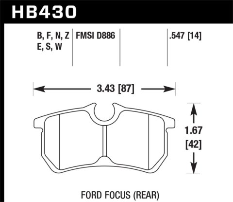 Hawk 00-07 Ford Focus HPS 5.0 Rear Street Brake Pads thumbnail 3