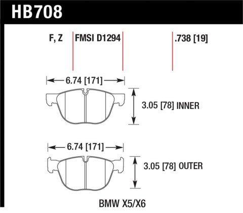 Hawk 07-08 BMW X5 3.0si/4.8i / 09-13 X5 Xdrive / 08-13 X6 Xdrive Perf Ceramic Frt Street Brake Pads thumbnail 1