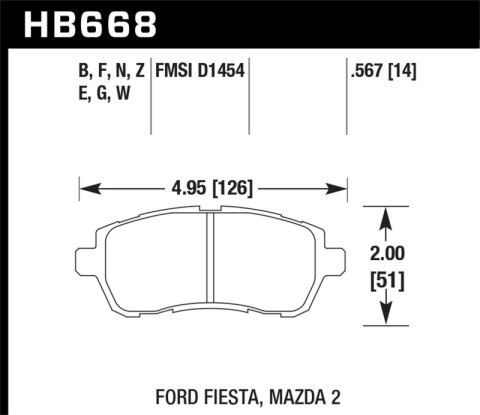 Hawk 11-12 Ford Fiesta S/SE/SEL / 11-12 Mazda 2 Sport/Touring DTC-60 Front Race Brake Pads thumbnail 5