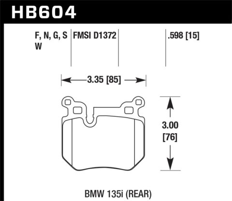 Hawk 08-13 BMW 135i HPS 5.0 Rear Brake Pads thumbnail 2