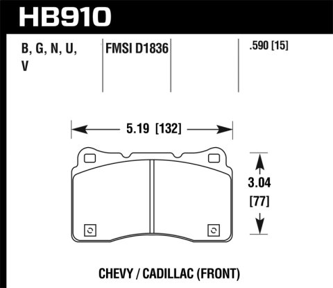 Hawk 15-16 Cadillac XTS / Chevrolet Corvette HP+ Front Brake Pads thumbnail 3