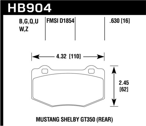 Hawk 15-17 Ford Mustang DTC-30 Rear Race Pads thumbnail 3