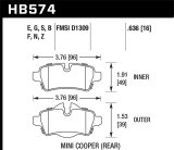 Hawk 07+ Mini Cooper HPS 5.0 Rear Brake Pads thumbnail 5