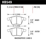 Hawk 07-08 Mazdaspeed3/06-07 Mazdaspeed6 HPS Street Front Brake Pads thumbnail 1