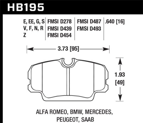 Hawk 84-4/91 BMW 325 (E30) HT-10 Front Race Pads (NOT FOR STREET USE) thumbnail 7