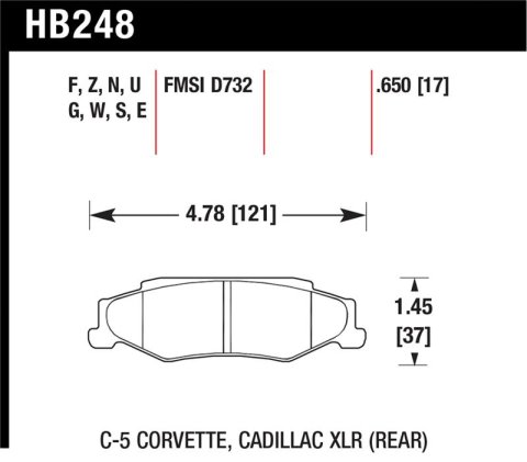 Hawk 97-06 Corvette (incl C5 Z06) HPS Street Rear Brake Pads thumbnail 1