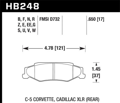 Hawk 97-06 Corvette (incl C5 Z06) HPS Street Rear Brake Pads thumbnail 8