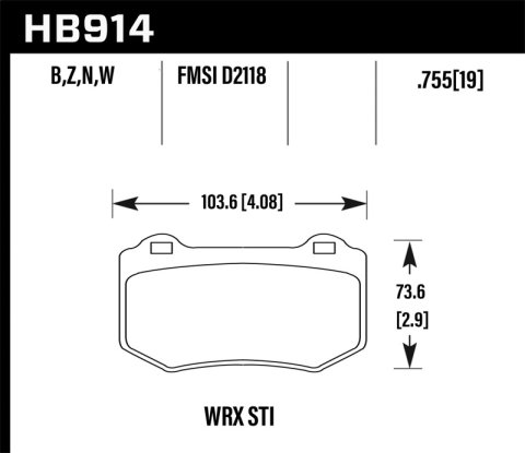 Hawk 2018 Subaru WRX STI HP Plus Rear Brake Pads thumbnail 2