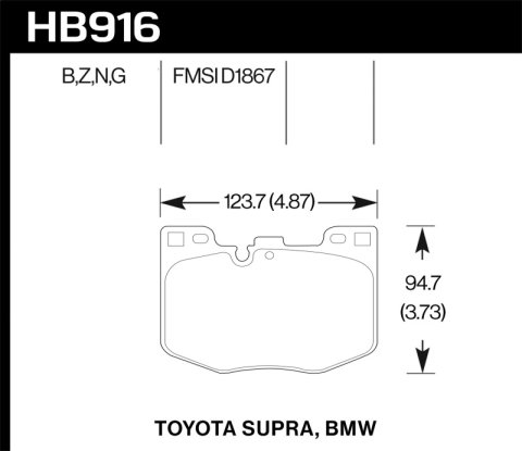 Hawk 2020 Toyota Supra / 19-20 BMW Z4 HP+ Street Front Brake Pads thumbnail 2