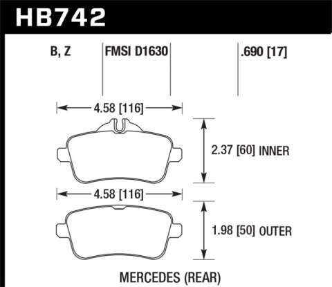 Hawk 12-15 Mercedes-Benz ML350/550 HPS 5.0 Rear Brake Pads thumbnail 2