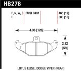 Hawk Lotus Elise 12mm Ht-10 Rear Race Brake Pads thumbnail 1