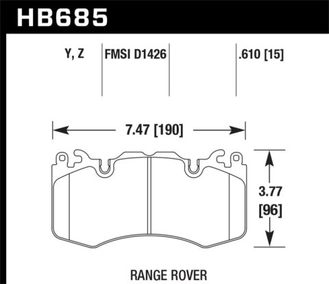 Hawk 10-11 Range Rover/Range Rover Sport Supercharged Performance Ceramic Street Front Brake Pads thumbnail 3