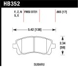 Hawk 1998-2/2002 Subaru Forester L (w/Rear Drum Brakes) High Perf. Street 5.0 Front Brake Pads thumbnail 1