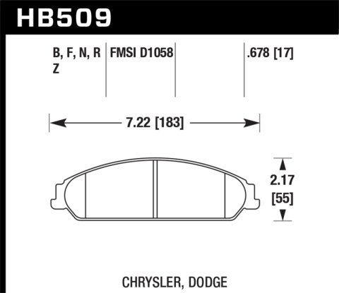 Hawk 2013-2014 Chrysler 200 (w/XR1 Brakes) HPS 5.0 Front Brake Pads thumbnail 5