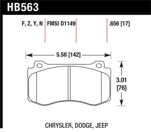 Hawk 2005-2014 Chrysler 300 C SRT8 6.1 HPS 5.0 Front Brake Pads thumbnail 1