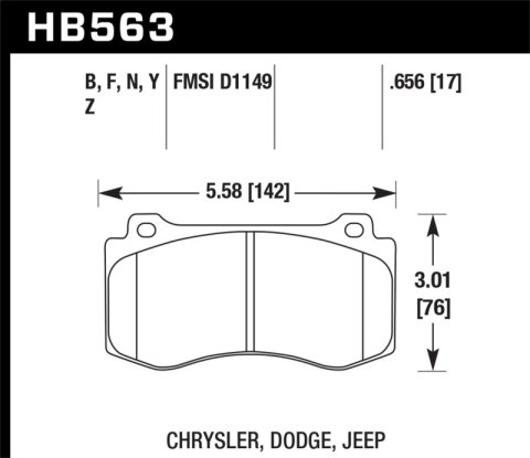 Hawk 2005-2014 Chrysler 300 C SRT8 6.1 HPS 5.0 Front Brake Pads thumbnail 7